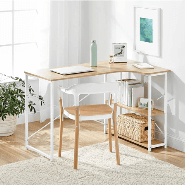 L Shaped Wooden Study Computer Desk